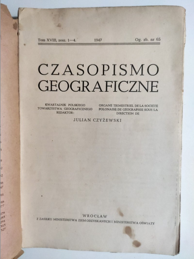 CZASOPISMO GEOGRAFICZNE OG. ZB. NR 65 1947 - Julian Czyżewski