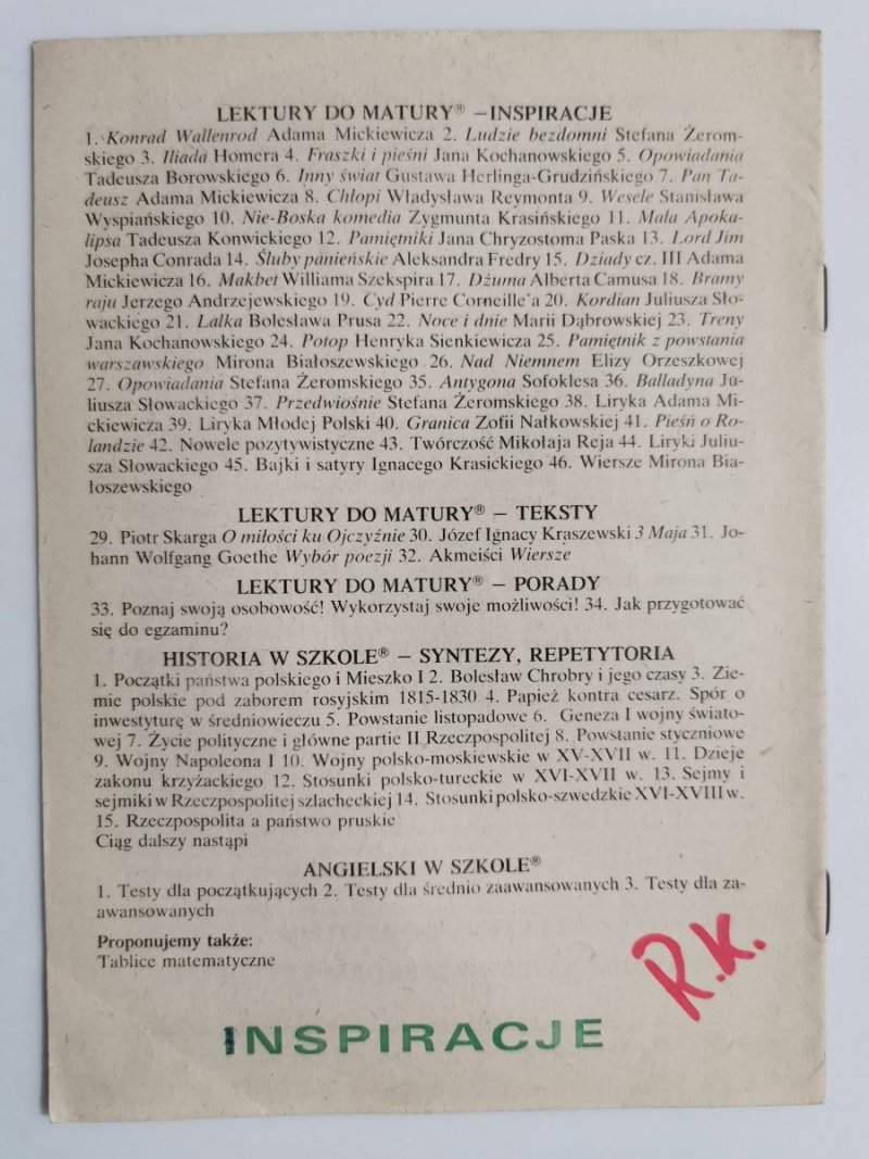 LEKTURY DO MATURY NR 23 TRENY JANA KOCHANOWSKIEGO 