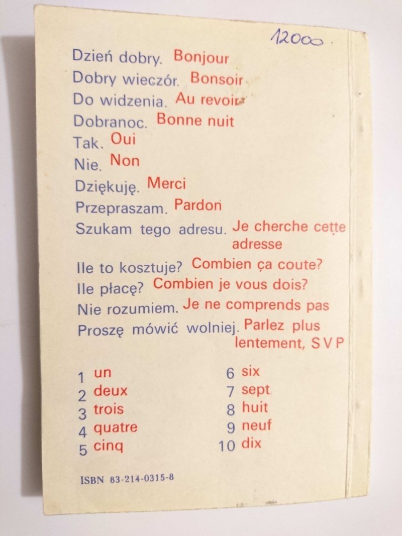 MINI ROZMÓWKI FRANCUSKIE - Wiesław Piechocki 1991