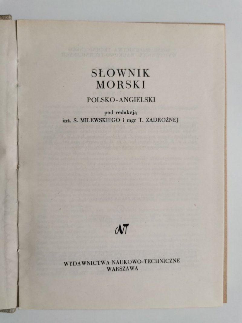 SŁOWNIK MORSKI POLSKO-ANGIELSKI - red. S. Milewski 1965
