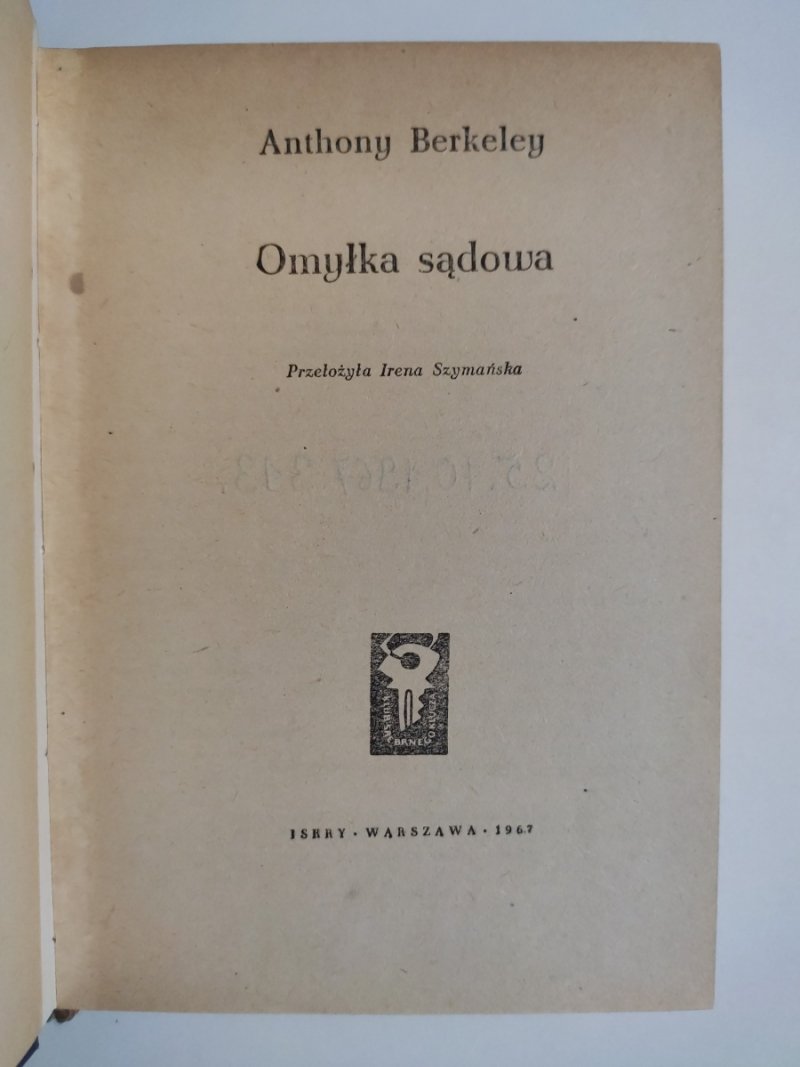 OMYŁKA SĄDOWA - Anthony Berkeley