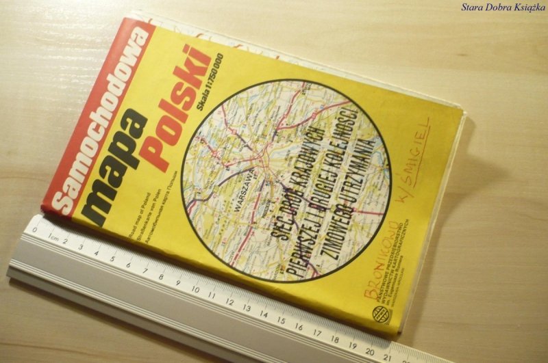 SAMOCHODOWA MAPA POLSKI SKALA 1:750000 1991