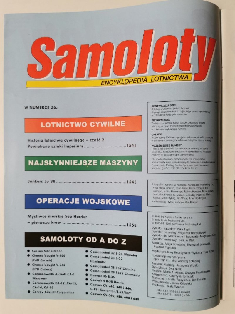 SAMOLOTY ENCYKLOPEDIA LOTNICTWA NR 56 