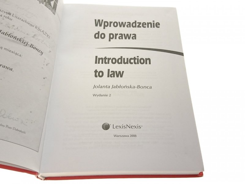 WPROWADZENIE DO PRAWA. INTRODUCTION DO LAW 2008