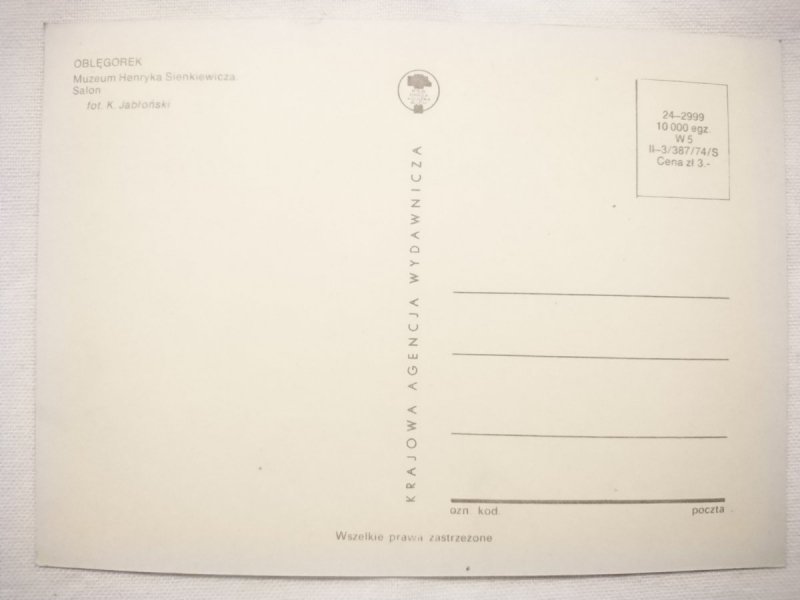 OBLĘGOREK. MUZEUM HENRYKA SIENKIEWICZA. SALON FOT. K. JABŁOŃSKI