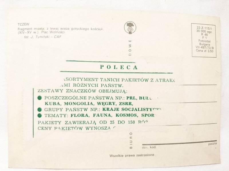 TCZEW. FRAGMENT MIASTA, Z LEWEJ WIEŻA GOTYCKIEGO KOŚCIOŁA FOT. J. TYMIŃSKI