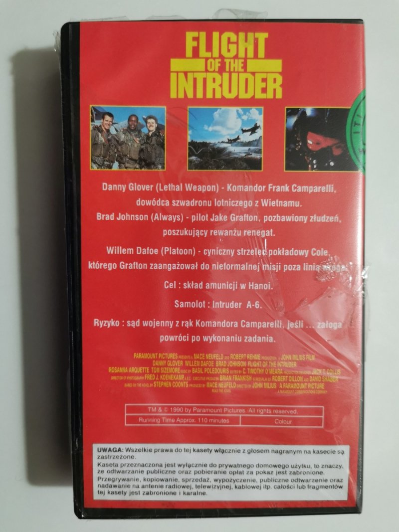 VHS. FLIGHT OF THE INTRUDER – DANNY GLOVER