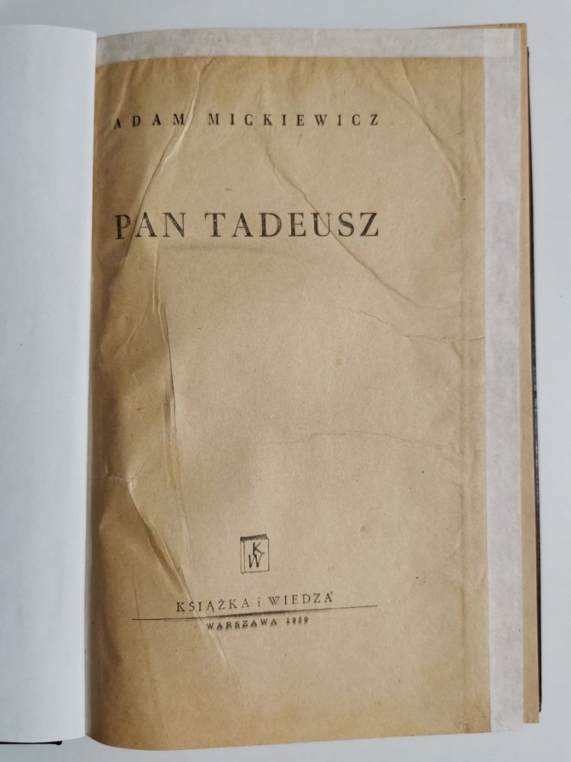 PAN TADEUSZ - Adam Mickiewicz 1950