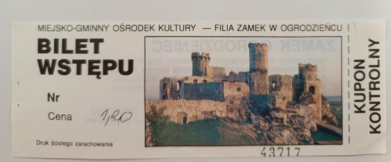 BILET WSTĘPU ZAMEK OGRODZIENIEC