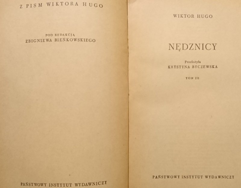 NĘDZNICY TOM III - Wiktor Hugo 1956