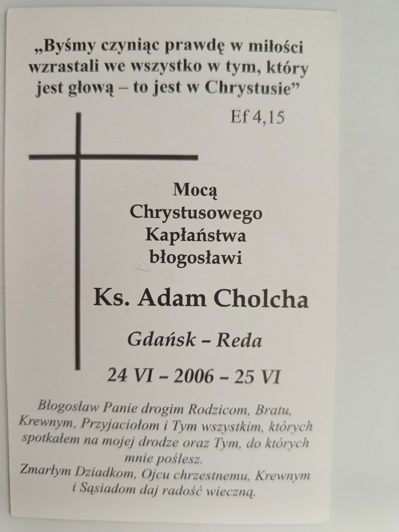 KAPŁAŃSTWO KS. ADAM CHOLCHA