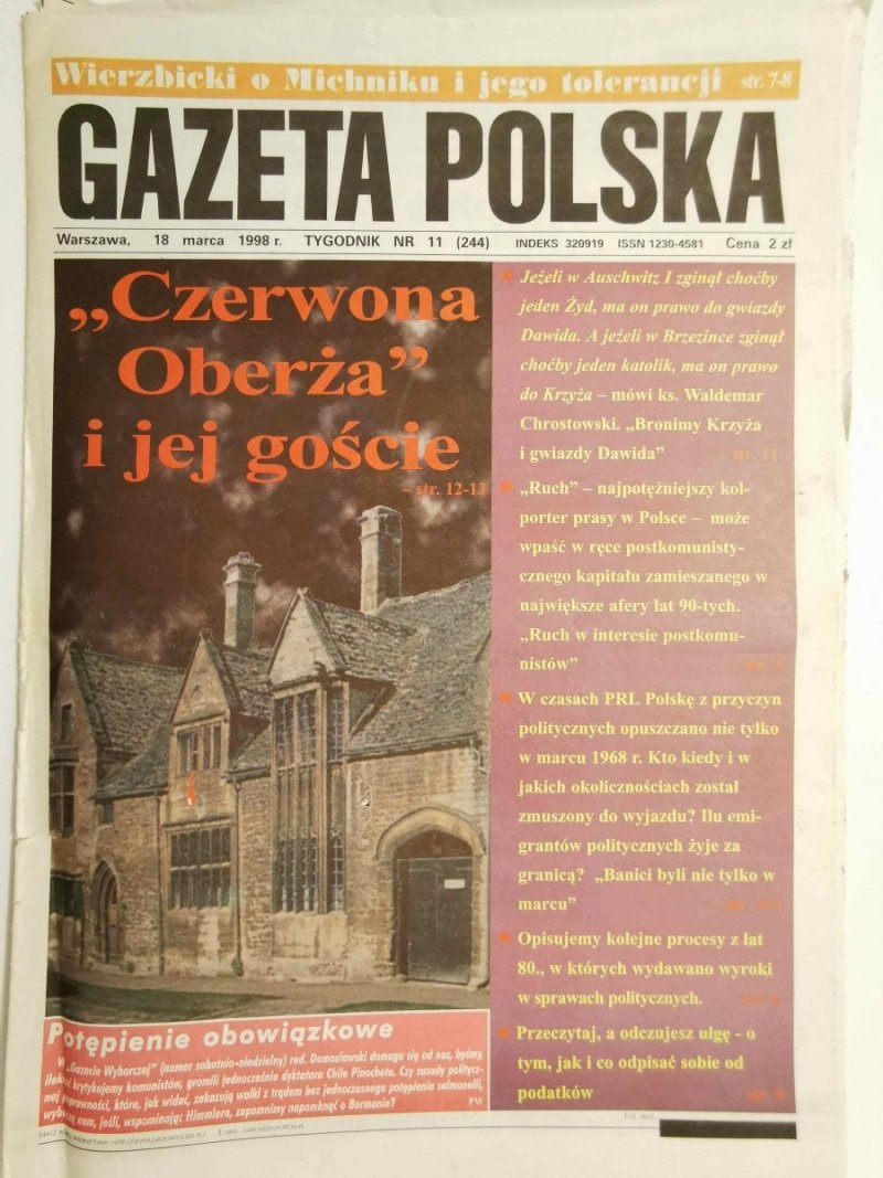 GAZETA POLSKA TYGODNIK NR 11 (244) 18 MARCA 1998 r.