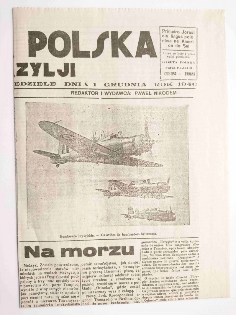 GAZETA POLSKA W BRAZYLJI NR 48 DNIA 1 GRUDNIA ROK 1940 