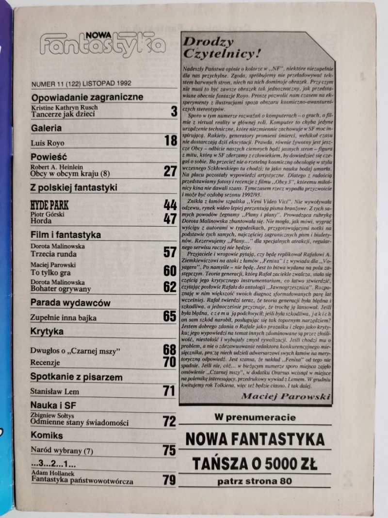 NOWA FANTASTYKA NR 11 (122) LISTOPAD 1992