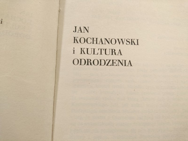 JAN KOCHANOWSKI I KULTURA ODRODZENIA 1985