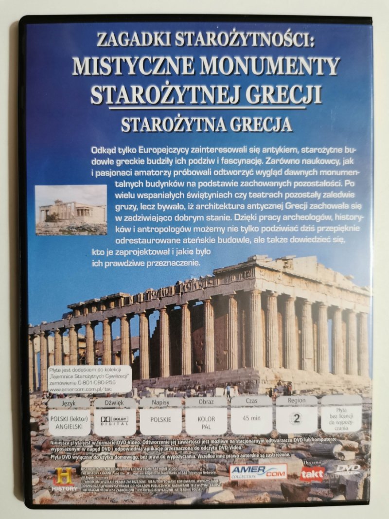 DVD. ZAGADKI STAROŻYTNOŚCI: MISTYCZNE MONUMENTY STAROŻYTNEJ GRECJI STAROŻYTNA GRECJA