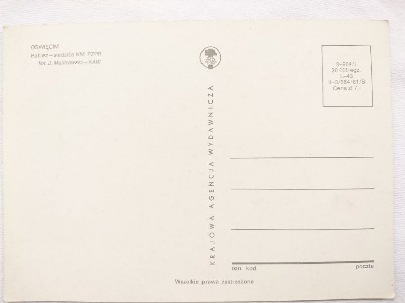 OŚWIĘCIM. RATUSZ – SIEDZIBA KM PZPR FOT. J. MALINOWSKI