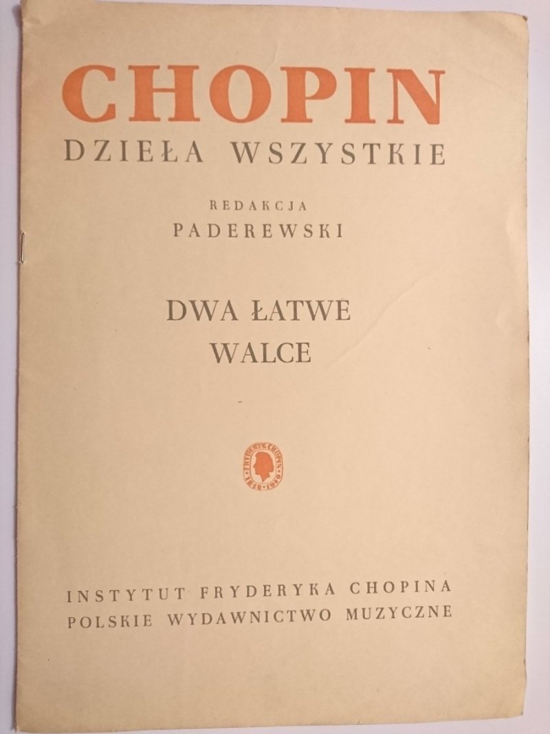 CHOPIN. DZIEŁA WSZYSTKIE. DWA ŁATWE WALCE 1961