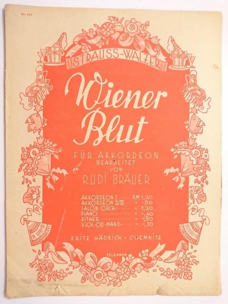 STRAUSS-WALZERT. WIENER BLUT FUR AKKORDEON BEARBEITET - Rudi Brauer 