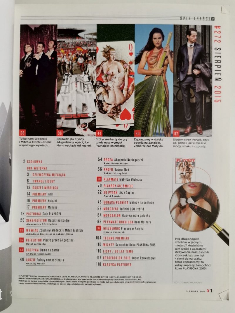 PLAYBOY NR 08 (272) SIERPIEŃ 2015 KRÓLIKI Z WYBIEGU