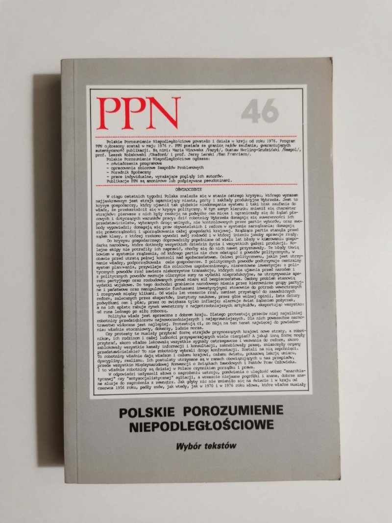 PPN NR 46 POLSKIE POROZUMIENIE NIEPODLEGŁOŚCIOWE 1989