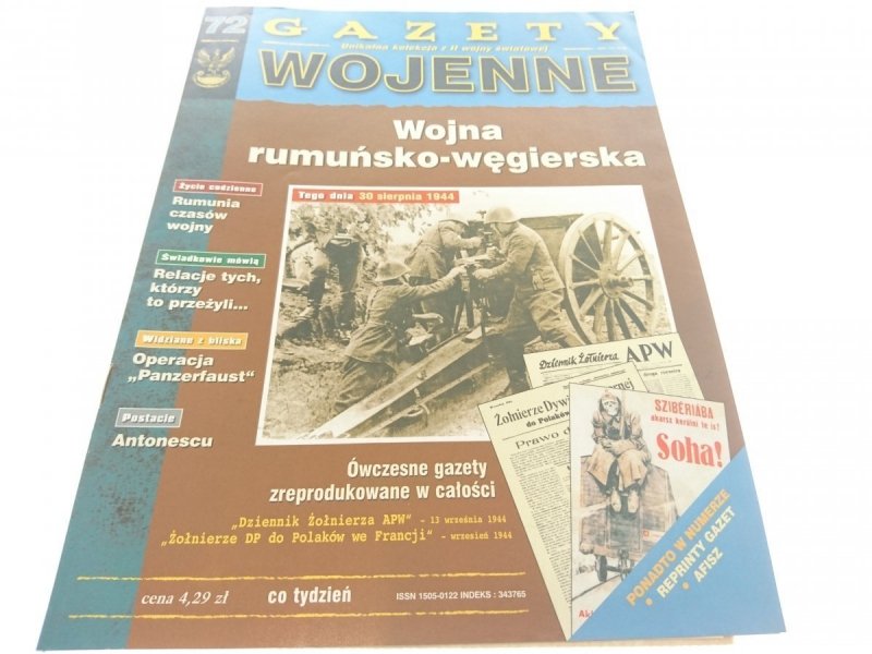 GAZETY WOJENNE NUMER 72 WOJNA RUMUŃSKO-WĘGIERSKA