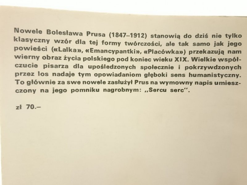 NOWELE WYBRANE - Bolesław Prus 1982