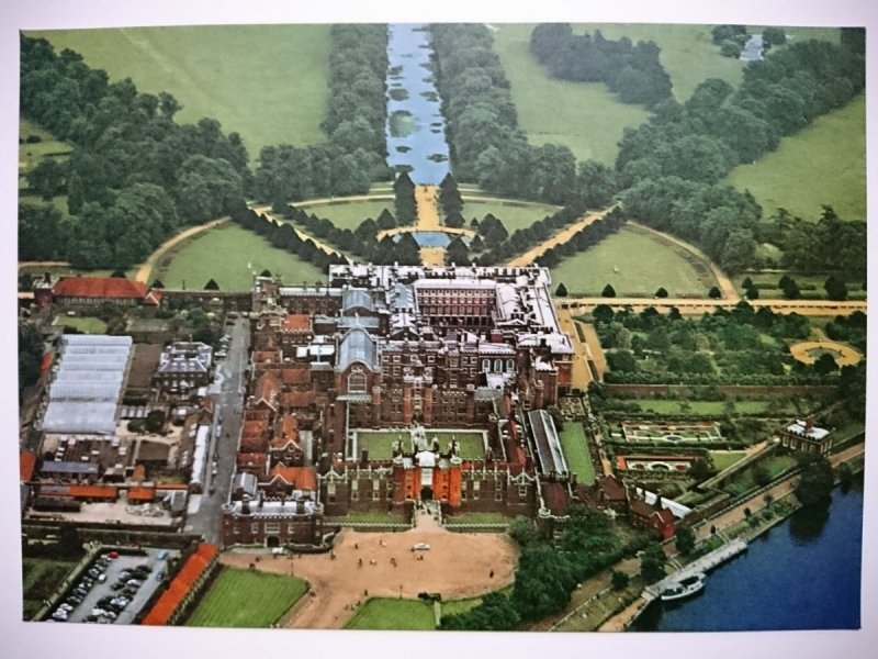 HAMPTON COURT PALACE, LONDON. AIR VIEW FROM NORTH-WEST