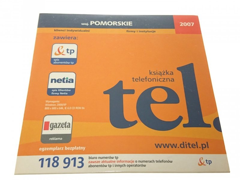 KSIĄŻKA TELEFONICZNA WOJ. POMORSKIE 2007 PŁYTA CD