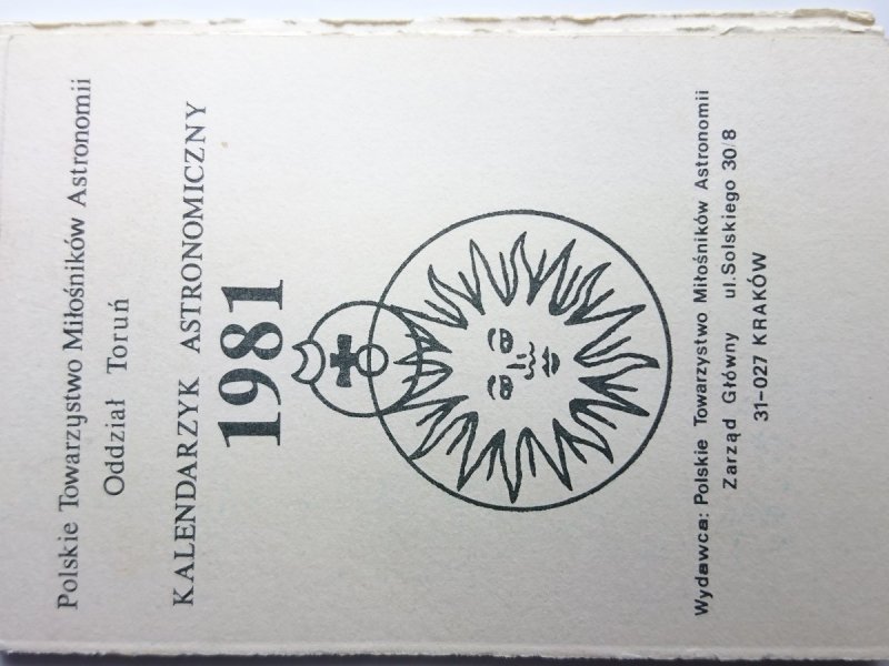 KALENDARZYK ASTRONOMICZNY 1981