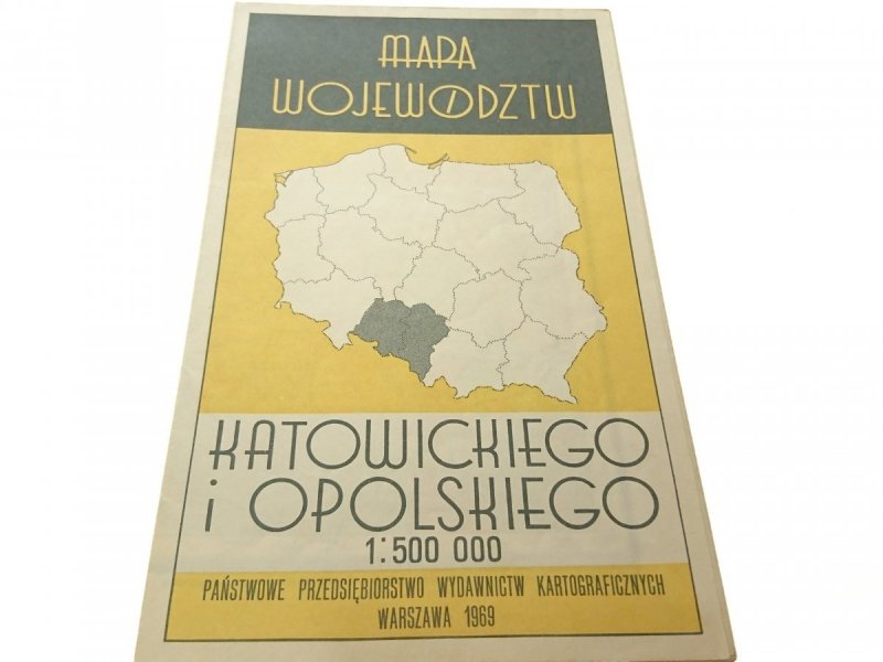 MAPA WOJEWÓDZTW KATOWICKIEGO I OPOLSKIEGO 1969