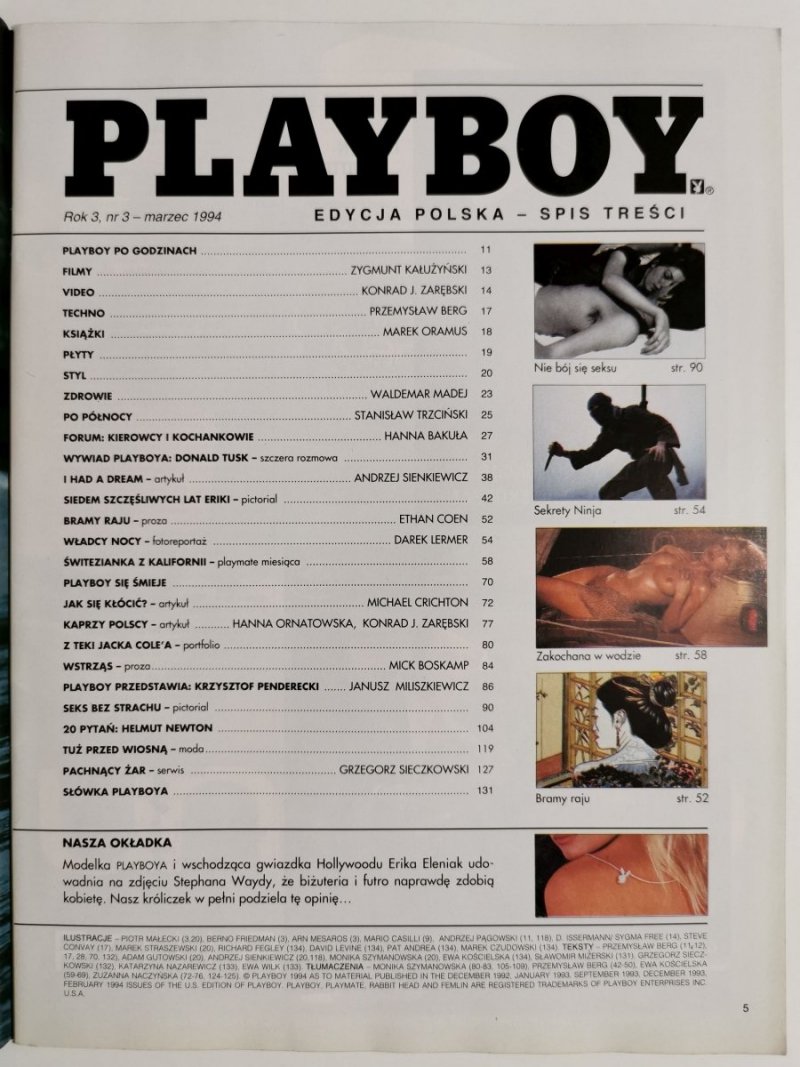 PLAYBOY NR 3 (16) MARZEC 1994 ERIKA ELENIAK
