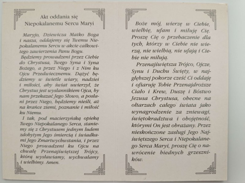 AKT ODDANIA SIĘ NIEPOKALANEMU SERCU MARYI