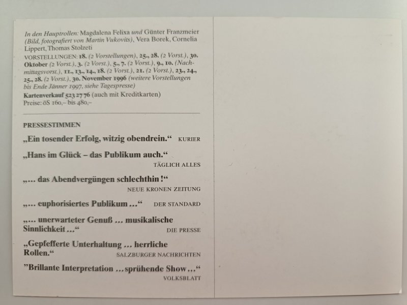 ZWEI KRAWATTEN WIEN VOLKSTHEATER