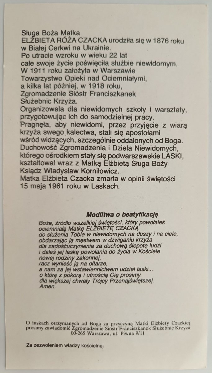 SŁUGA BOŻA MATKA ELŻBIETA