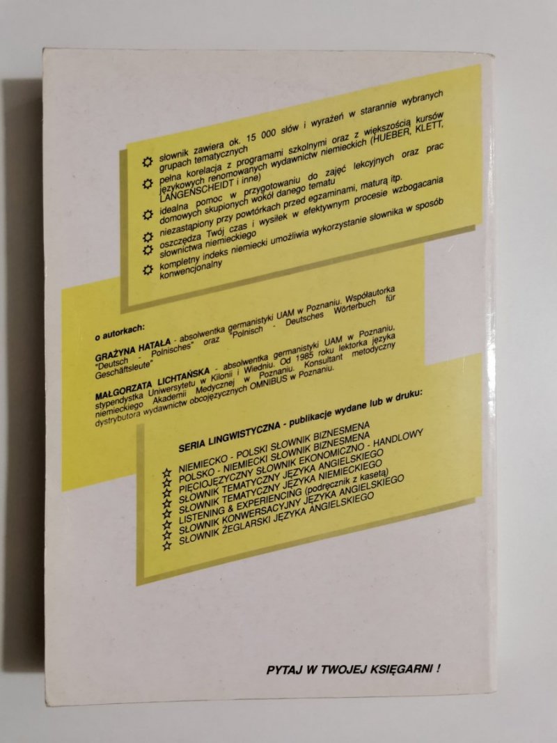 SŁOWNIK TEMATYCZNY JĘZYKA NIEMIECKIEGO - Grażyna Hatała 1993