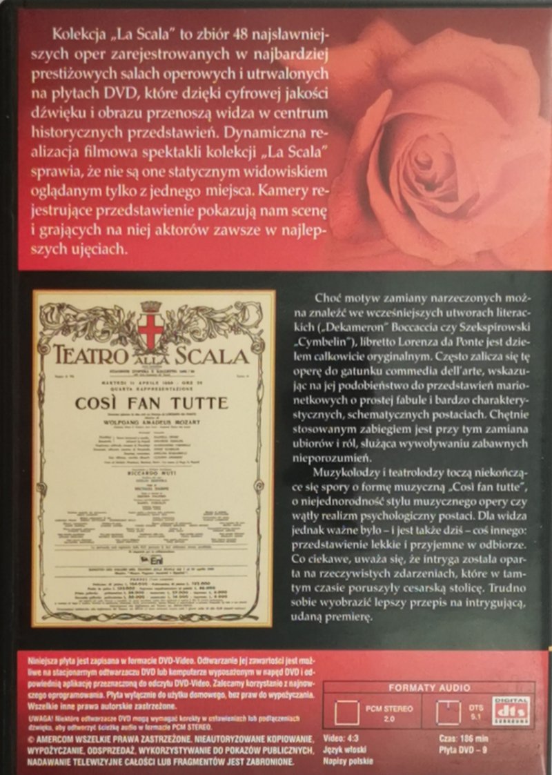 DVD. KOLEKCJA LA SCALA: 05. COSI FAN TUTTE - Wolfgang Amadeusz Mozart