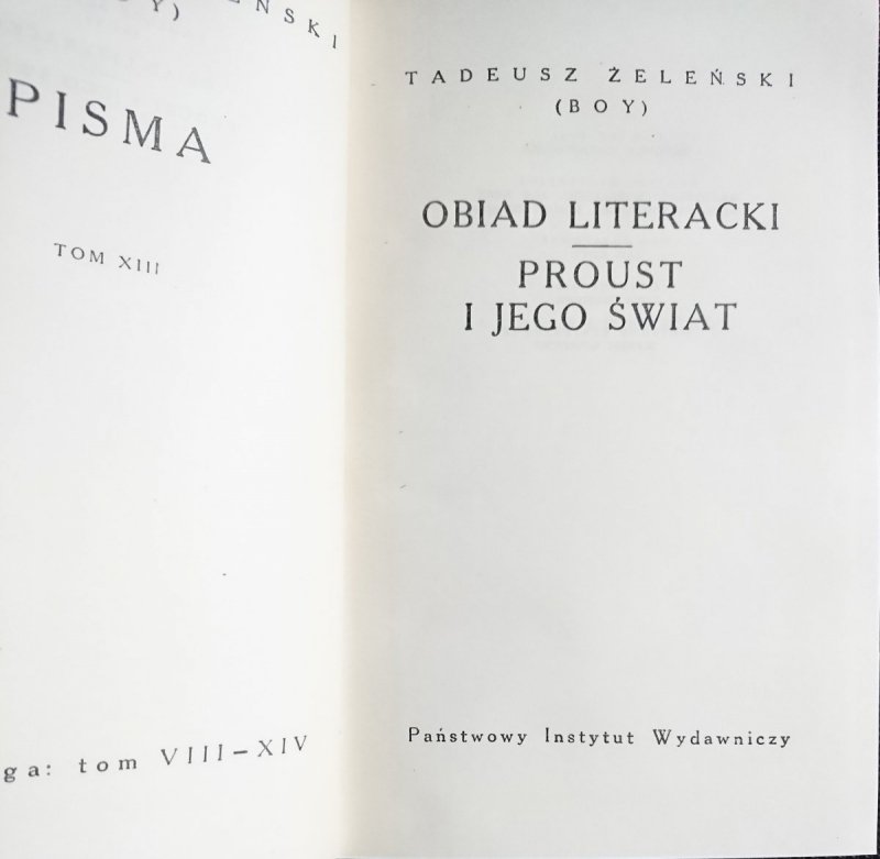 OBIAD LITERACKI. PROUST I JEGO ŚWIAT Żeleński-Boy