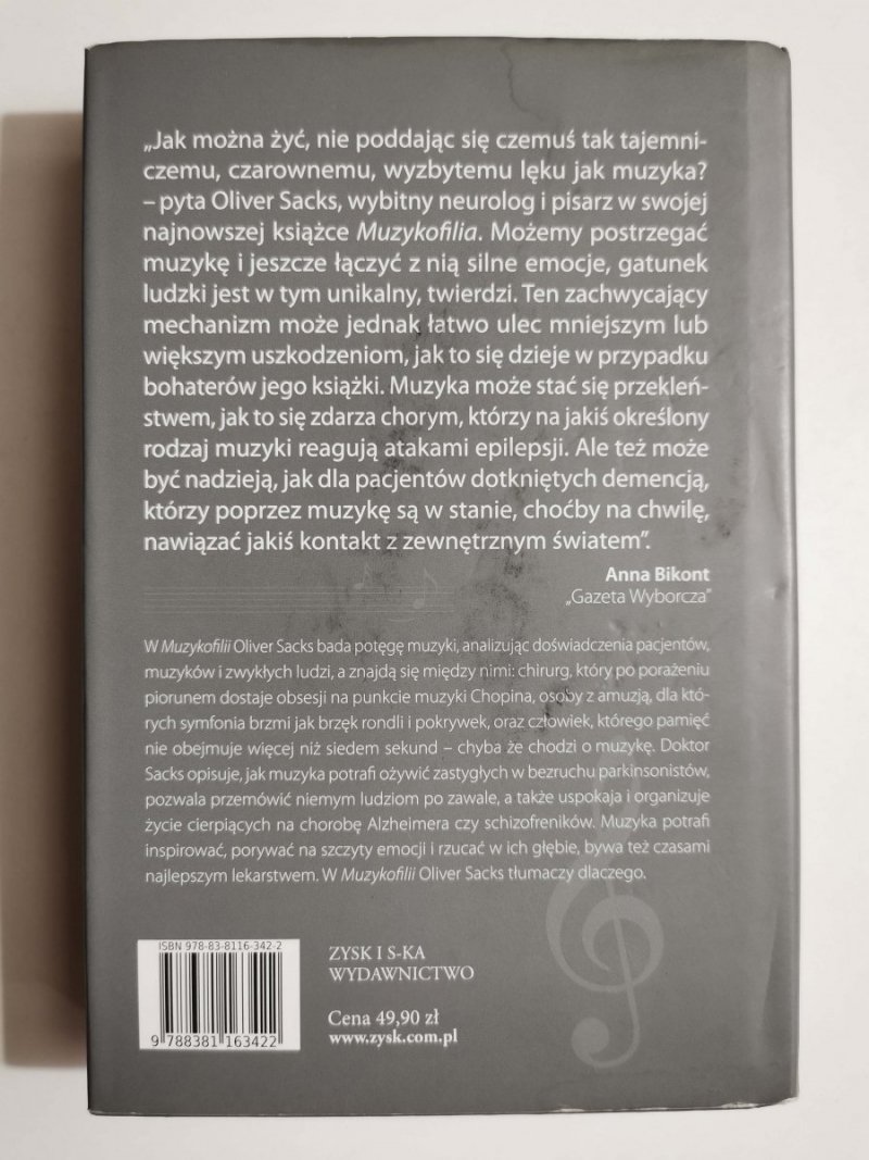 MUZYKOFILIA. OPOWIEŚCI O MUZYCE I MÓZGU - Oliver Sacks 
