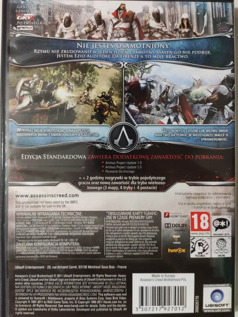 PC-DVD. ASSASSIN’S CREED BROTHERHOOD