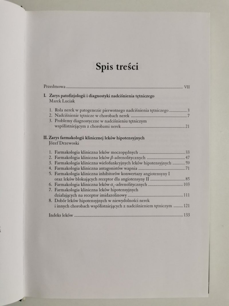 ZARYS PATOFIZJOLOGII I DIAGNOSTYKI NADCIŚNIENIA TĘTNICZEGO ORAZ FARMAKOLOGII KLINICZNEJ LEKÓW HIPOTENSYJNYCH 