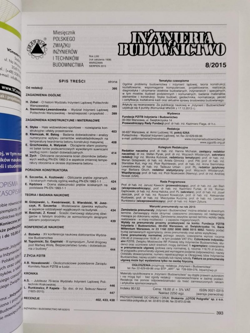 INŻYNIERIA I BUDOWNICTWO NR 8/2015