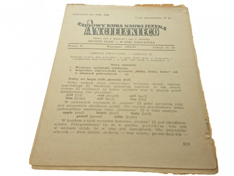RADIOWY KURS NAUKI JĘZYKA ANGIELSKIEGO 27 II ROK