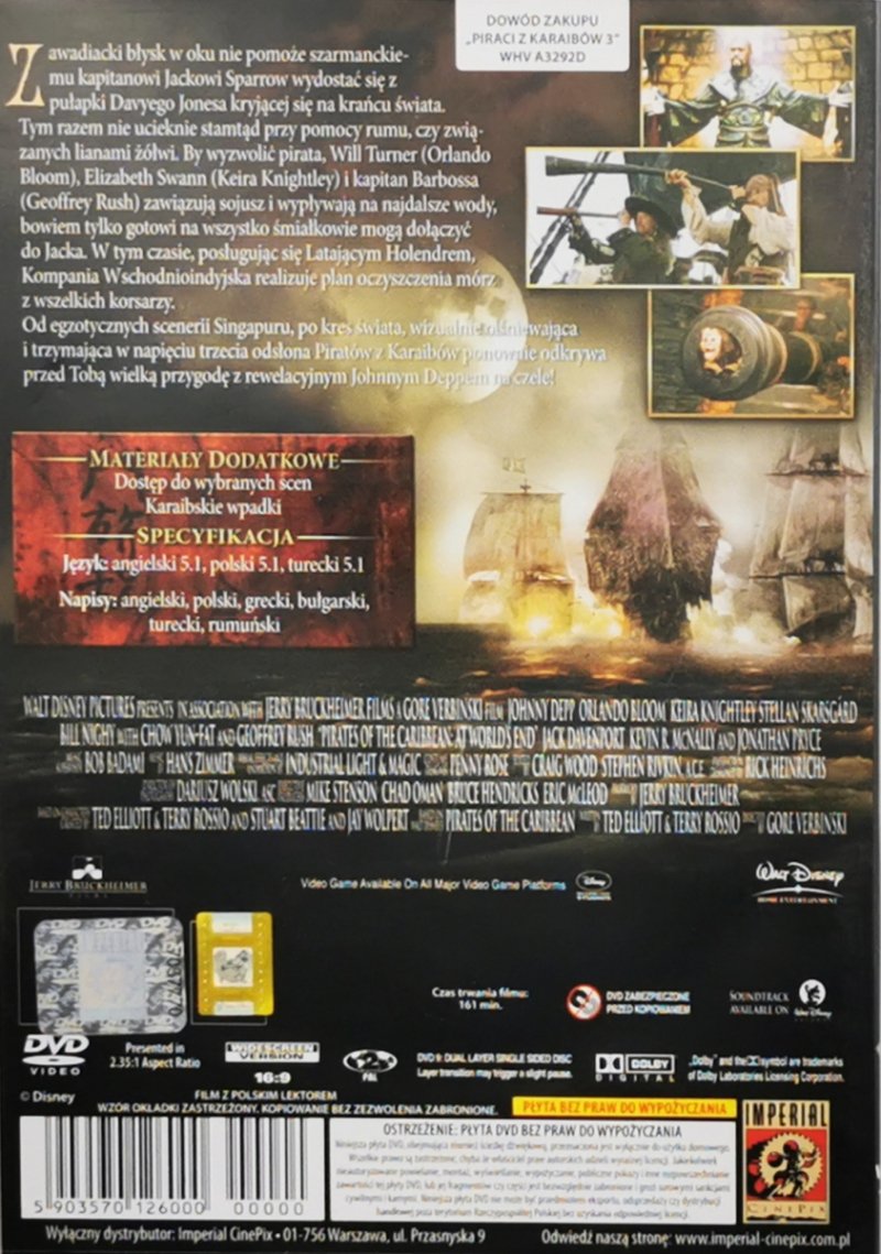 DVD. PIRACI Z KARAIBÓW. NA KRAŃCU ŚWIATA