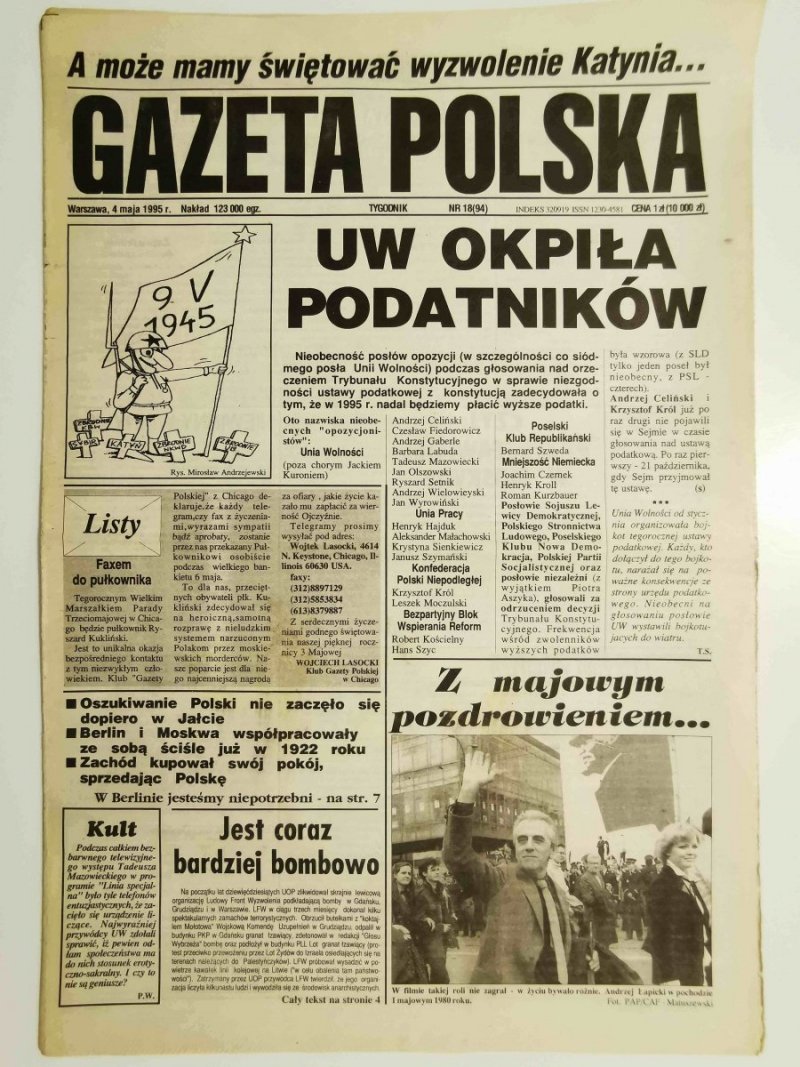 GAZETA POLSKA TYGODNIK NR 18 (94) 4 MAJA 1995 r.