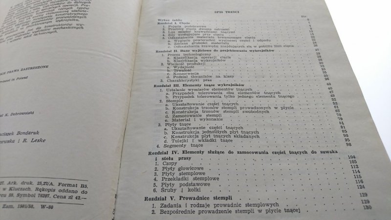 KONSTRUKCJA WYKROJNIKÓW - Dr inż. Marcinak 1959