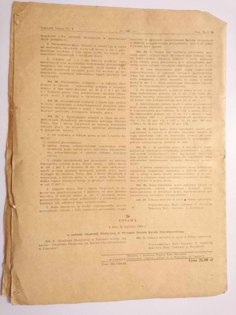 DZIENNIK USTAW POLSKIEJ RZECZYPOSPOLITEJ LUDOWEJ NR 5 WARSZAWA, DNIA 7 LUTEGO 1984 r.