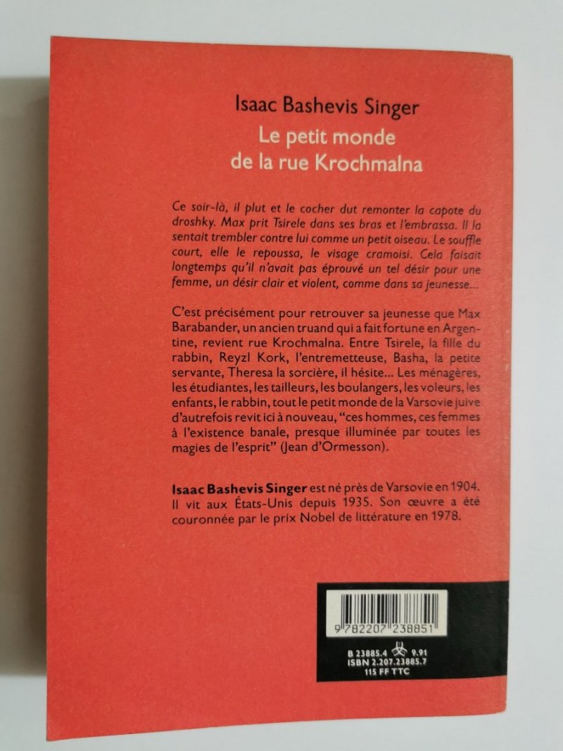 LE PETIT MONDE DE LA RUE KROCHMALNA - Isaac Bashevis Singer 1991