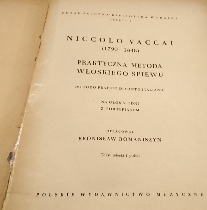 PRAKTYCZNA METODA WŁOSKIEGO ŚPIEWU - N. Vaccai