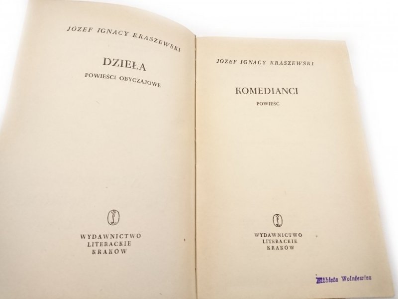 KOMEDIANCI - Józef Ignacy Kraszewski 1968